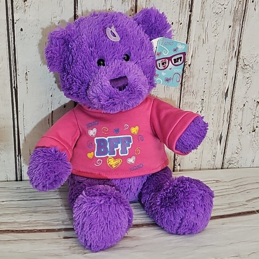 GUND Purple Plush Bear BFF Magenta Pink T-shirt Stuffed Plush Animal